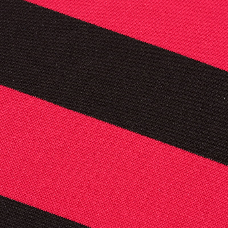 Fabraic Cniotáilte Warp Stráice Dearg Agus Dubh